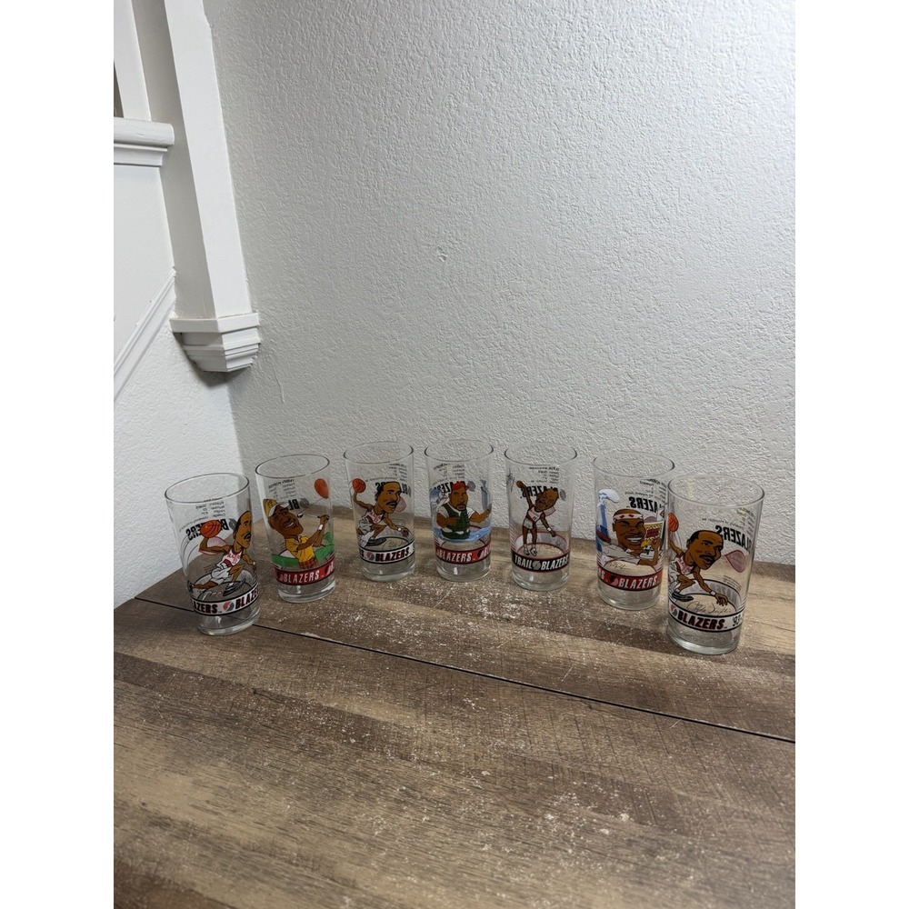 7 Portland Trail Blazers Vintage 1993-94 Dairy Queen Collector Glasses